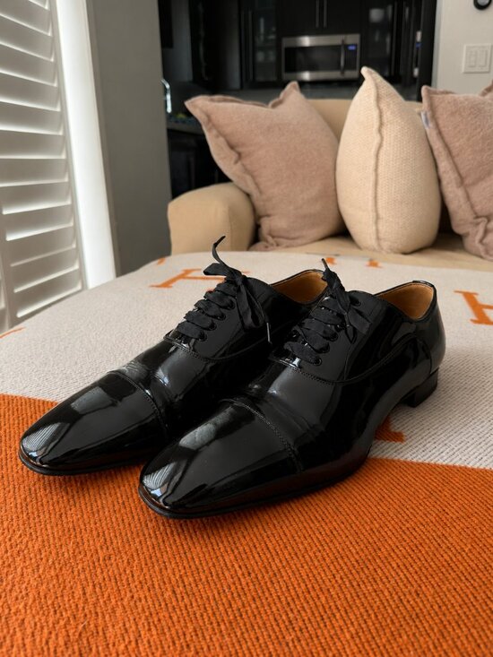 Christian Louboutin Greggo Flat Black Patent Leather Oxford Dress Shoes 42.5 main image 8